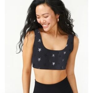 Terez Black Star Foil Sports Bra NWT Size Large
